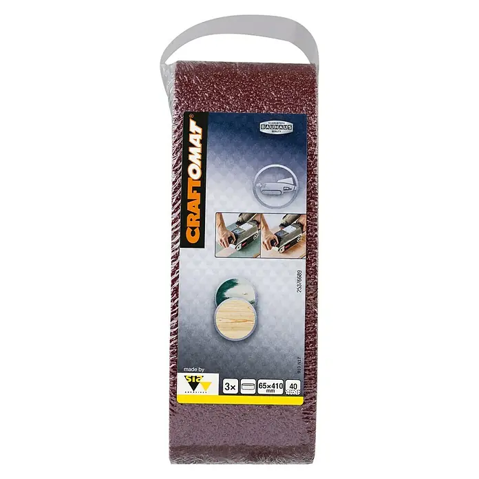 Craftomat Brusni remen BFWP - D x Š: 410 x 65 mm, Granulacija: 40, 3 Kom. - Pogled sprijeda