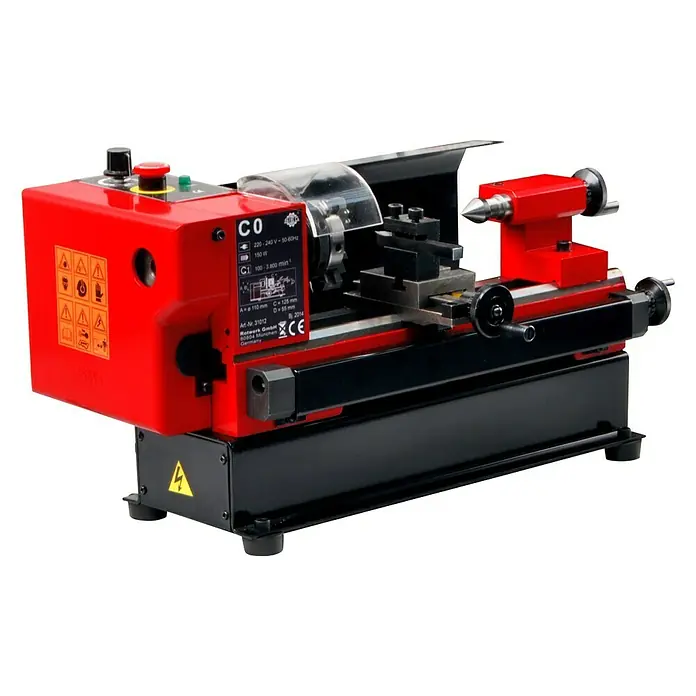 Rotwerk Drehmaschine EDM Mini C0 - Leistung: 150 W, Werkstückdurchmesser: 110 mm über Bett - Vorderansicht