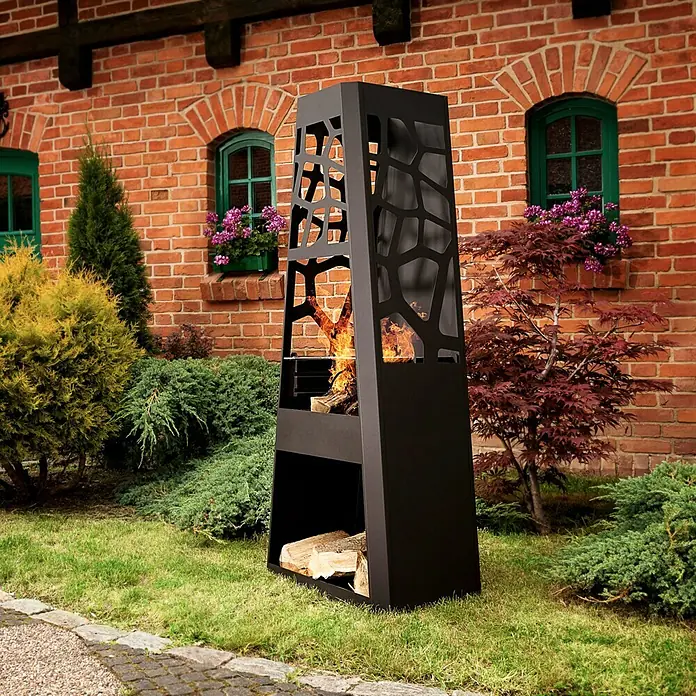Dobar Gartenkamin - 57,5 x 38 x 148 cm, Stahl, Pulverbeschichtet - Stimmungsaufnahme
