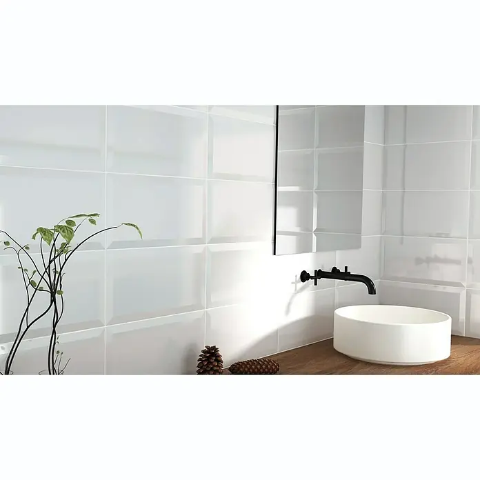 Wandfliese Metro XXL - 31 x 60 cm, Weiß, Glänzend