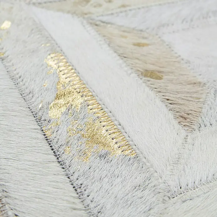 Kayoom Echtlederteppich Dazzle - Elfenbein, Gold, L x B: 150 x 80 cm, 100 % Leder - Detailaufnahme