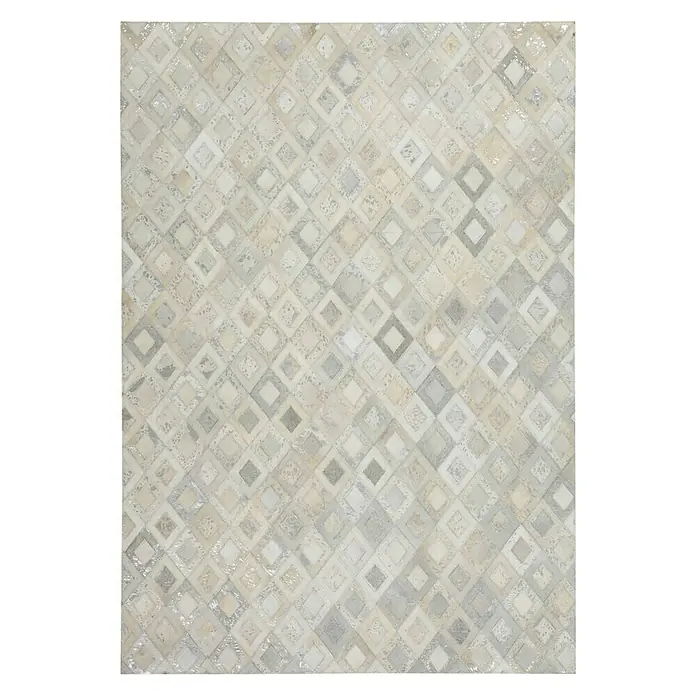 Kayoom Echtlederteppich Dazzle 100 - Grau, Silber, L x B: 230 x 160 cm, 100 % Leder - Vorderansicht
