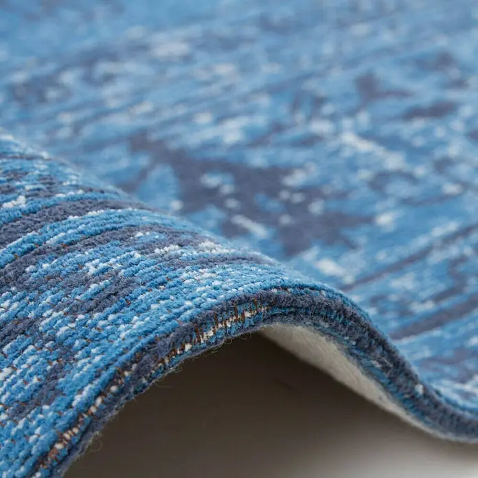 Kayoom Teppich Select 375 - Blau, L x B: 150 x 80 cm, 50% Baumwolle, 50% Polyester Chenille - Detailaufnahme