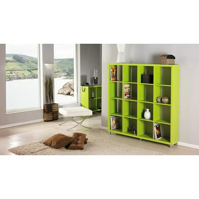 Estantería de madera Kubox 16 huecos - An x Al: 146 x 153 cm, MDF, Verde