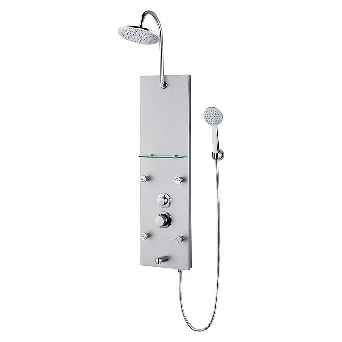 Rousseau Panel de ducha Aluminio - Altura: 132 cm, Con grifo monomando, Cromo