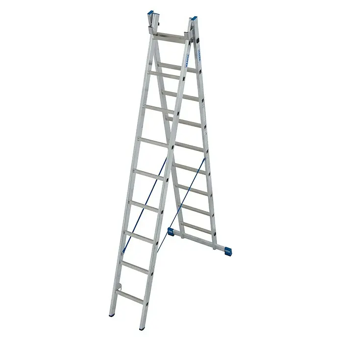 Krause Stabilo Sprossen-Mehrzweckleiter - Arbeitshöhe: 5,25 m, 2 x 9 Sprossen, Aluminium - Linke Seitenansicht