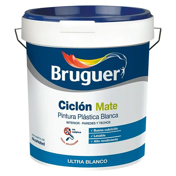 Bruguer Pintura para paredes y techos Ciclón - Blanco, 750 ml, Mate