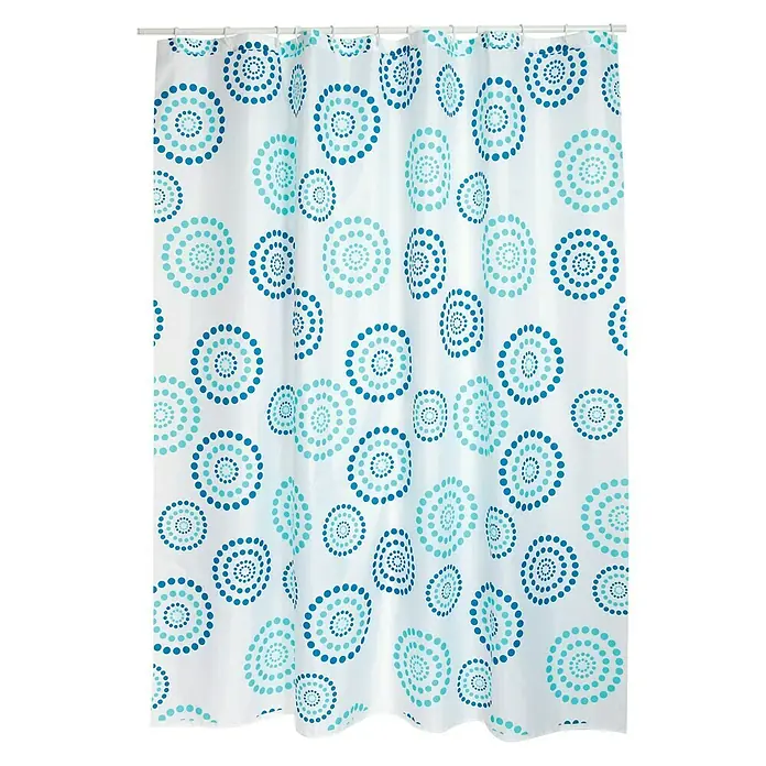 Venus Cortina de baño textil Dots - An x Al: 180 x 200 cm, Azul/Blanco - Vista frontal