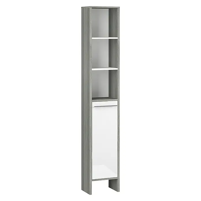 Oslo Hochschrank - 33 x 28 x 195,5 cm, Grafit, Weiß - Vorderansicht