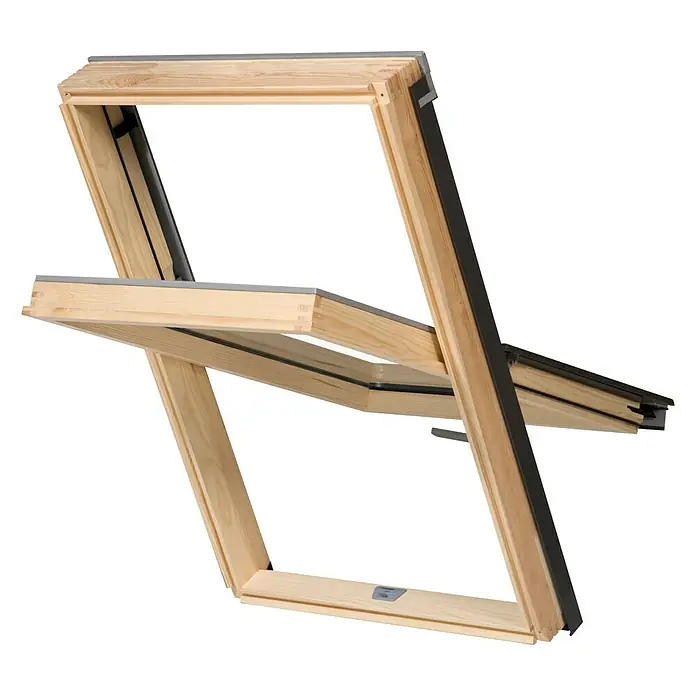 Solid Elements Basic Dachfenster - B x H: 78 mm x 117,8 cm, Holz, Grau/Anthrazit - Vorderansicht