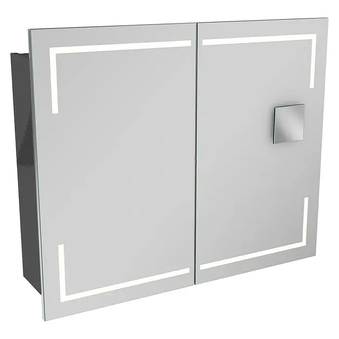Camargue Stella LED-Spiegelschrank - B x H: 90 x 73,7 cm, Mit Beleuchtung, Mit eckigen Kanten, Spanplatte, Grafit - Linke Seitenansicht