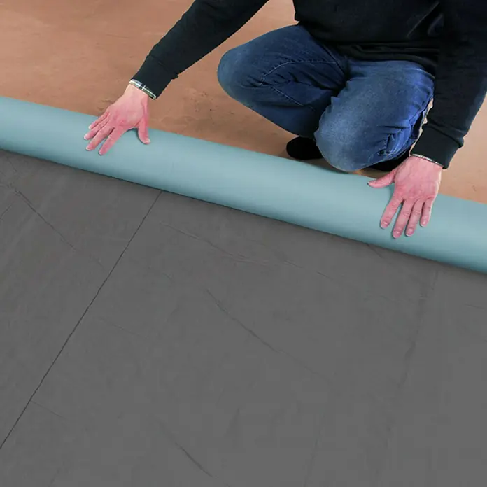 Karibu Premium Dachbahn - Silbergrau, 5 m², Selbstklebend - Linke Seitenansicht