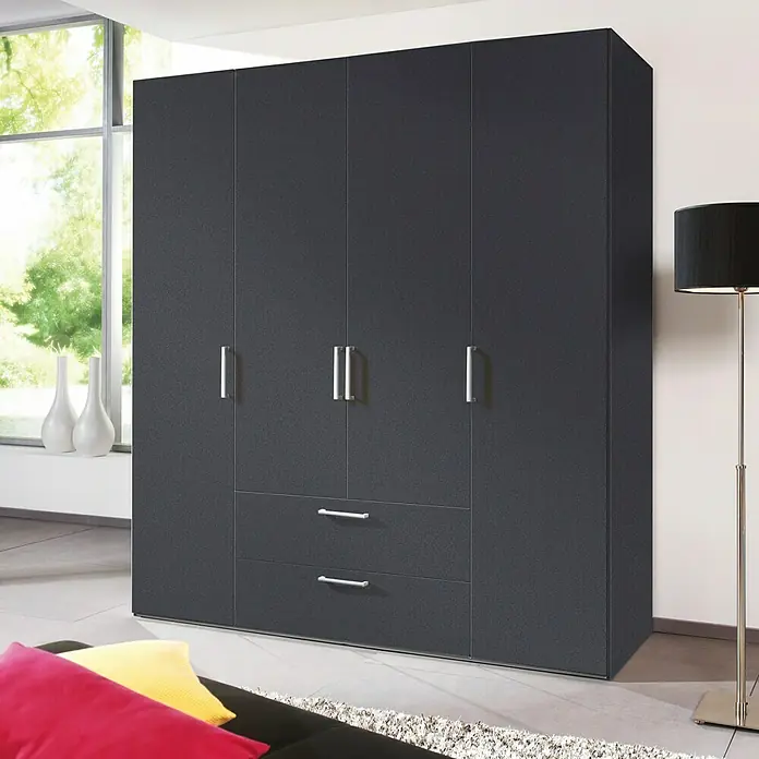 Express Möbel Kleiderschrank Brooklyn - L x B x H: 58 x 200 x 216 cm, Graphit, Ohne Spiegel, Anzahl Schubladen: 2 Stk. - Stimmungsaufnahme