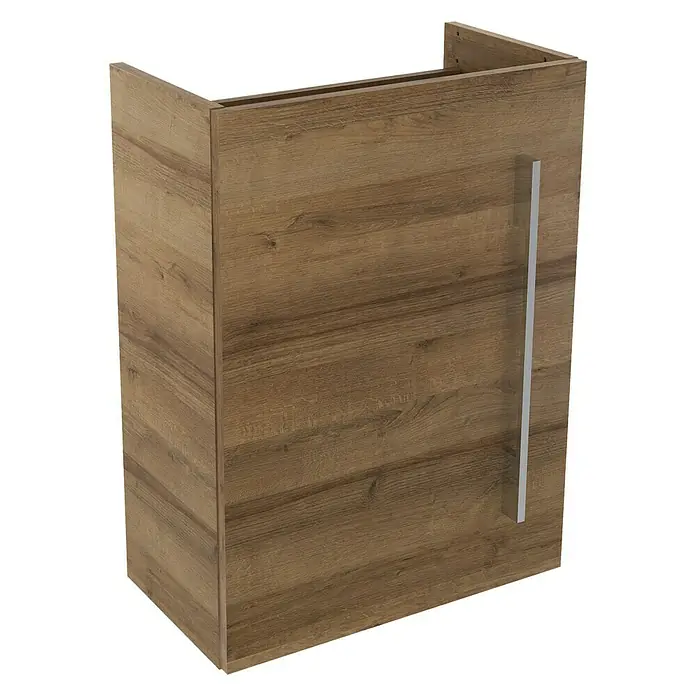 Camargue Stella Mini Waschtischunterschrank - 44 x 24,3 x 60 cm, Ohne Beleuchtung, Berg Eiche, Matt - Linke Seitenansicht