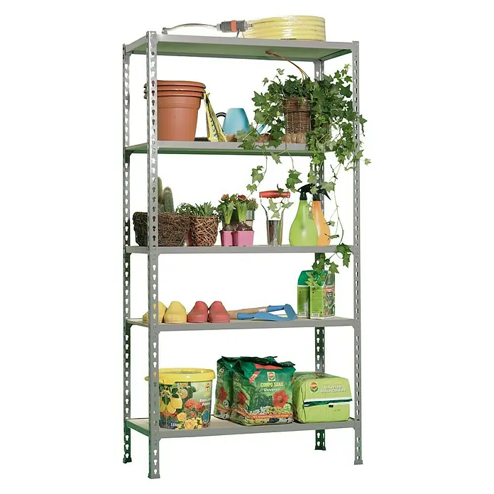 Simonrack Maderclick Metallregal Plus - L x B x H: 50 x 100 x 200 cm, Traglast: 150 kg/Boden, Anzahl Böden: 5 Stk., Stecken, Grau