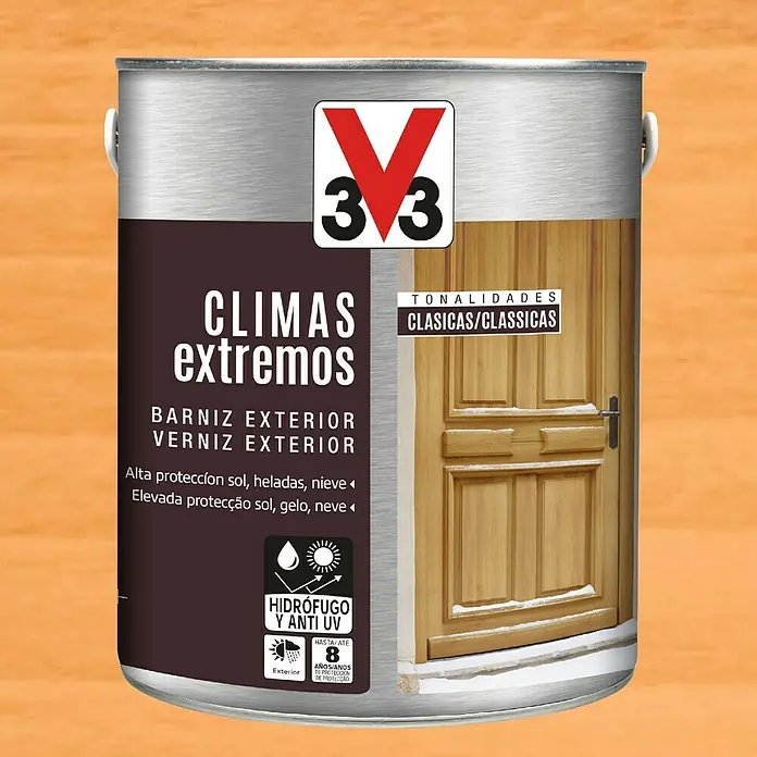 V33 Barniz para madera exterior Climas Extremos - Pino, Brillante, 2,5 l
