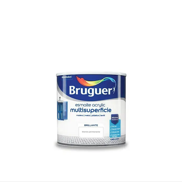 Bruguer Esmalte de color Acrylic multisuperficie - Blanco perla, 250 ml, Brillante