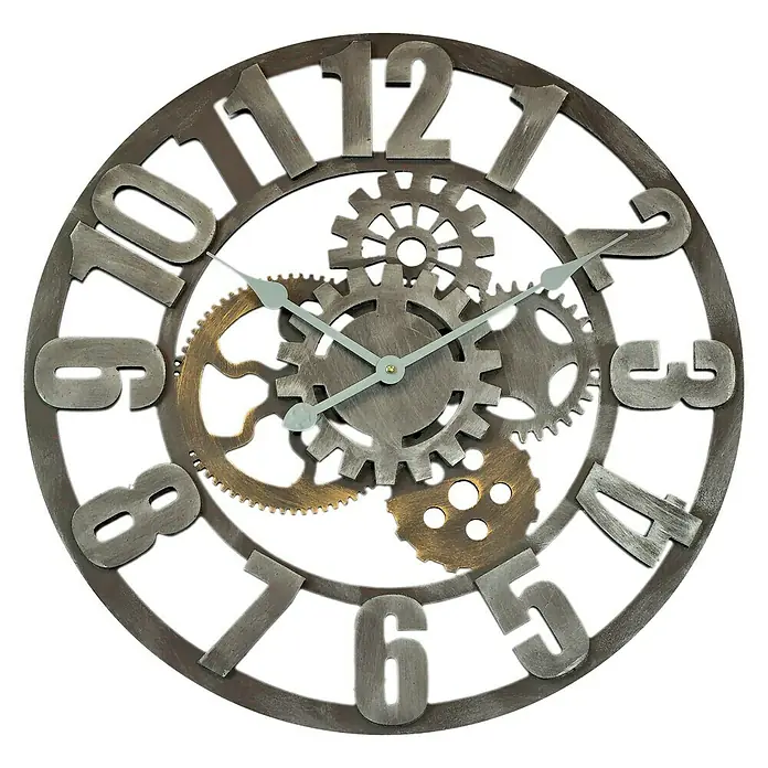 Wanduhr rund - Grau, Durchmesser: 60 cm - Vorderansicht