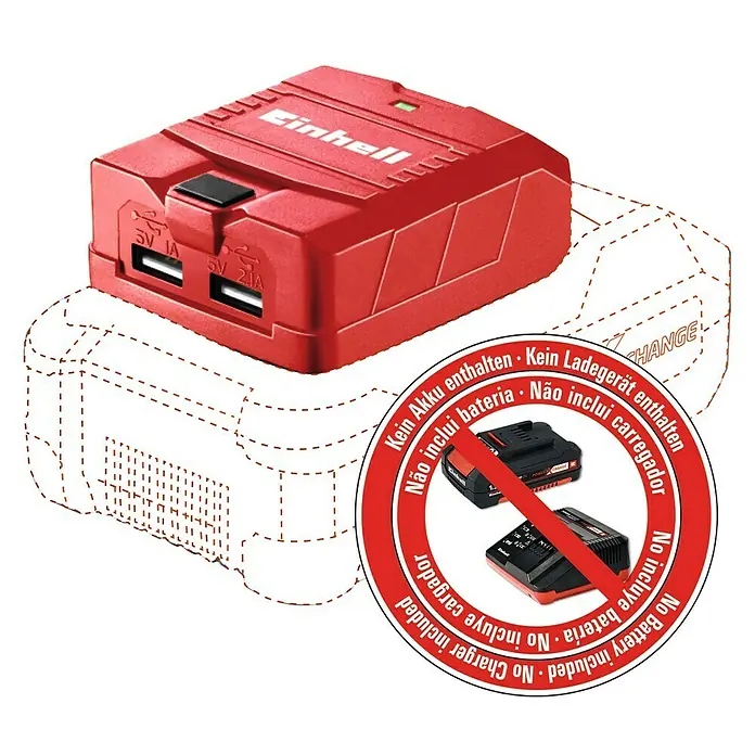 Einhell Power X-Change USB-Akku-Adapter TE-CP 18 Li - 2 USB-Anschlüsse, Passend für: Einhell Power X-Change Akkus