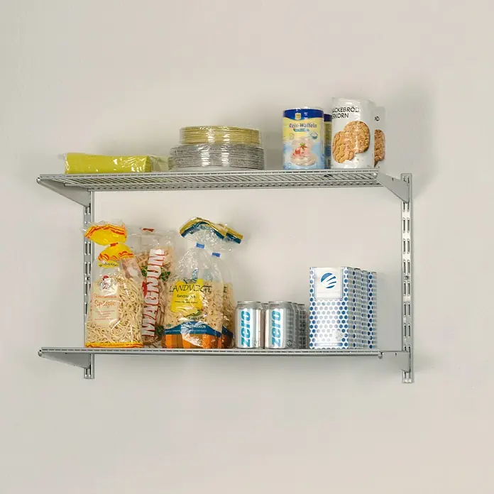 Element System Classic Regal-Set Storage - L x B x H: 33,2 x 82,8 x 49,6 cm, Rastermaß: 50 mm, Traglast: 20 kg/Boden, Weiß/Aluminium