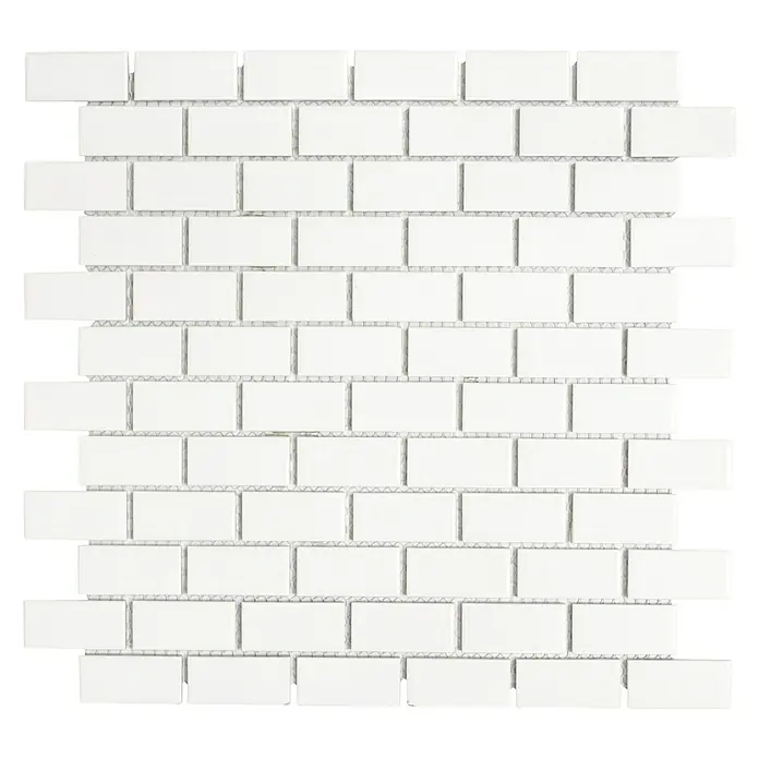 Mosaikfliese Brick Uni CBR 3WG - 29,8 x 29,8 cm, Weiß, Glänzend - Ansicht von oben