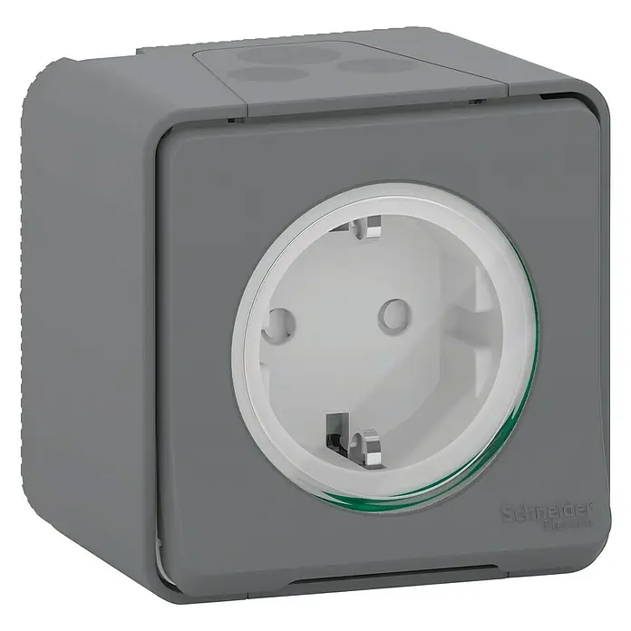 Schneider Electric Enchufe Mureva Styl - Gris, 16 A, Montaje en la pared