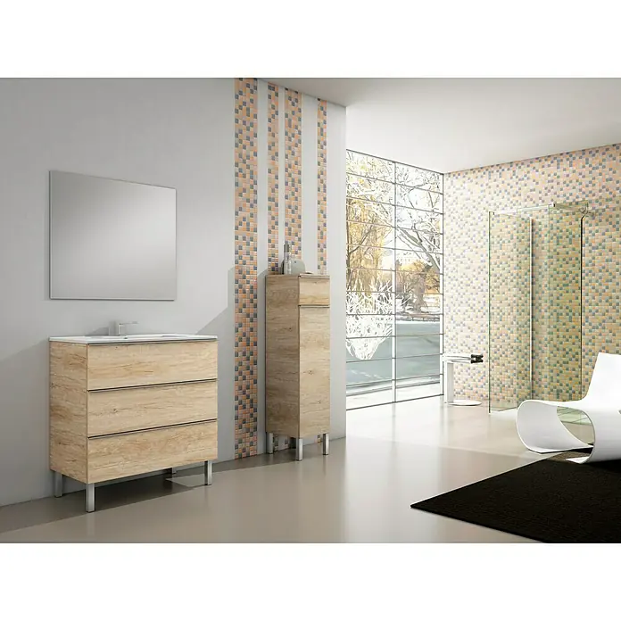 Mueble de lavabo Roma - 45 x 80 x 69 cm, Nebraska natural, Mate