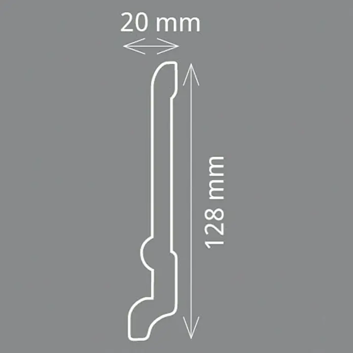 Fußleiste CF 13 - 200 x 2 x 12,8 cm, Extrudiertes HD-Polymer - Vorderansicht
