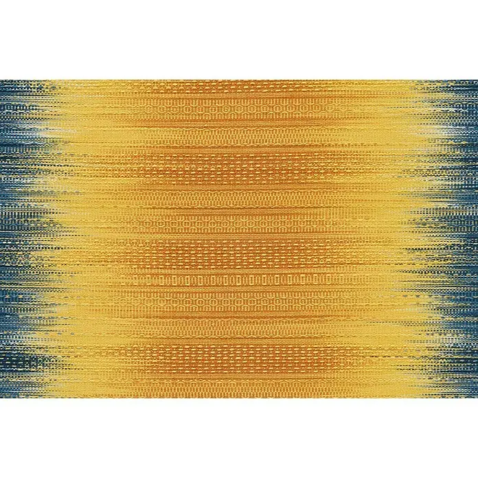 Kayoom Wollteppich Sunset - Gelb/Blau, 200 x 140 cm, 80 % Neuseeland-Wolle, 20 % Baumwolle - Detailaufnahme