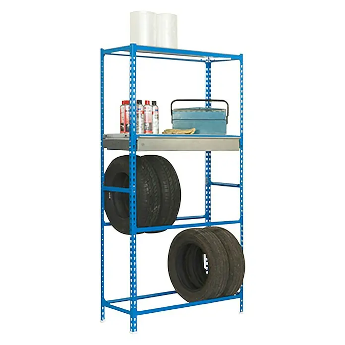 Simonrack Simongarage Estantería para neumáticos Box Megaplus - L x An x Al: 40 x 120 x 200 cm, Capacidad de carga: 200 kg/balda, Número de baldas: 4 ud., Inserción, Azul