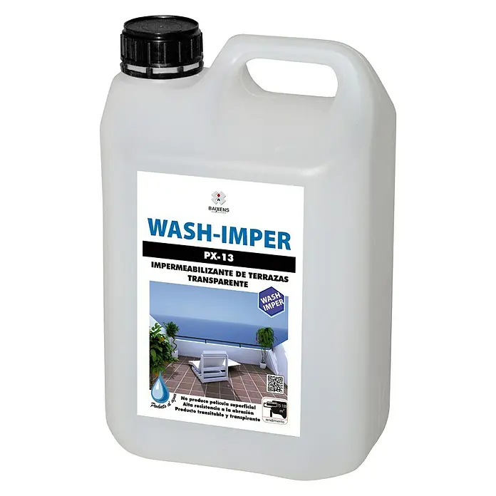 Baixens Impermeabilizante Wash-Imper Terrazas al agua PX-13 - Transparente, 5 l