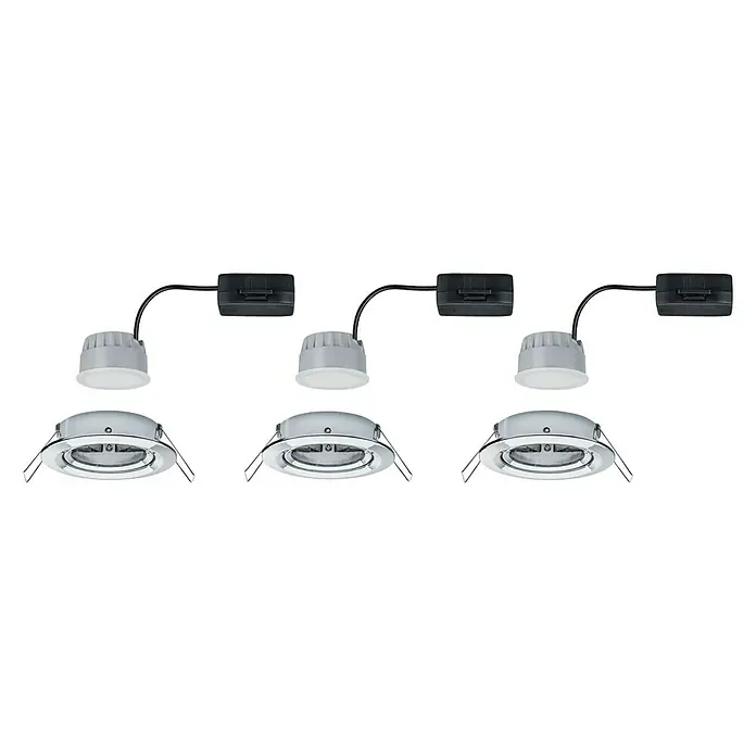 Paulmann LED-Einbauleuchten-Set Nova - 6,5 W, Chrom, 3 Stk., Warmweiß, 8,4 cm