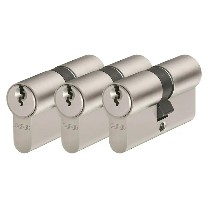 Abus Profilzylinder-Set E20 - 3 x Türzylinder, Baulänge innen: 30 mm, Baulänge außen: 30 mm, Anzahl Schlüssel: 5 Stk. - Vorderansicht