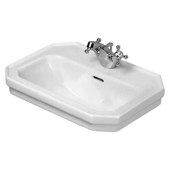 Duravit 1930 Waschbecken - 50 x 36,5 cm, Mit schmutzabweisender Glasur, Hahnloch: Mitte, Mit Überlauf, Weiß - Vorderansicht