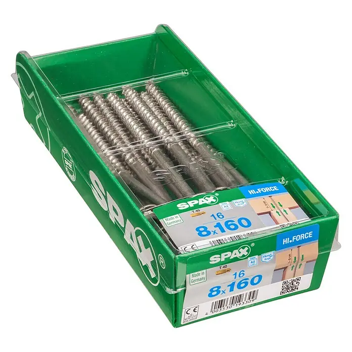 Spax Tellerkopfschraube HI FORCE - Ø x L: 8 x 160 mm, Edelstahl, T-Star plus, 16 Stk. - Linke Seitenansicht