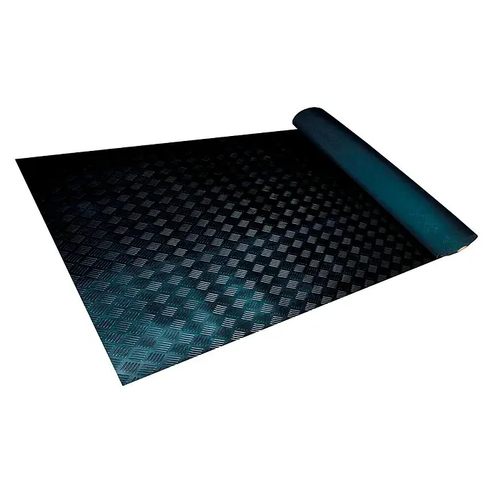 Pavimento de goma Checker - Negro, 2 x 1 m, Caucho SBR/NR/NBR virgen y reciclado