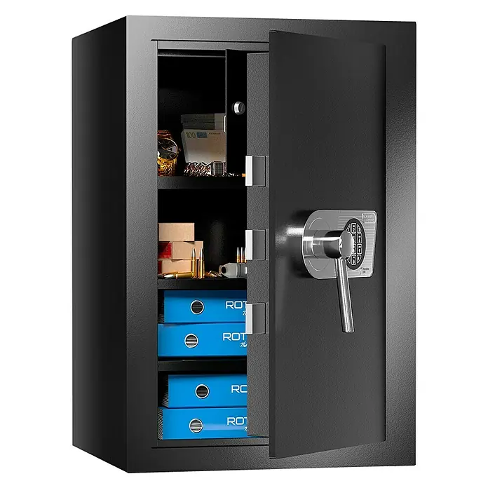 Rottner Möbeltresor Monaco - Elektronisches Zahlenschloss, L x B x H: 44,5 x 43,5 x 65,5 cm, Schwarz