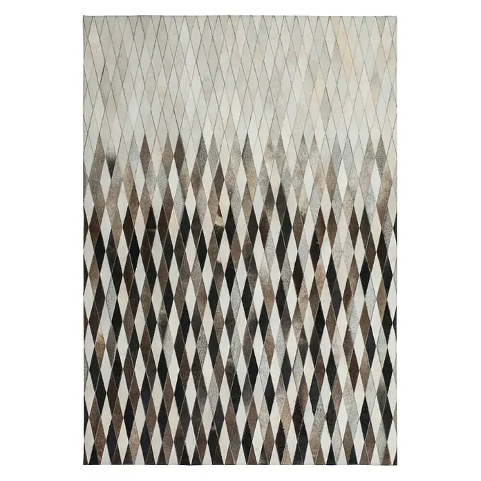 Kayoom Echtlederteppich Eclipse 510 - Grau, Braun, Beige, 170 x 120 cm, 100 % Leder - Ansicht von oben