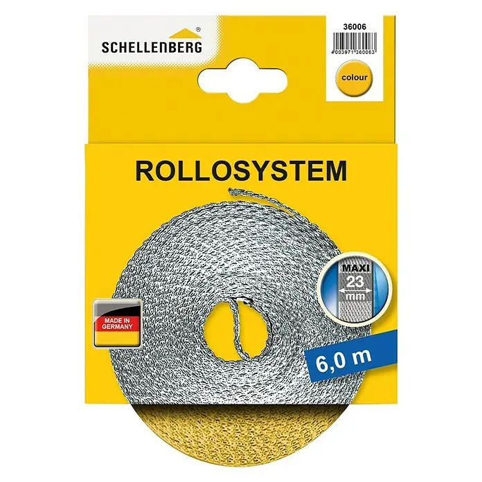 Schellenberg Rollladengurt - Gelb, Länge: 6 m, Gurtbreite: 23 mm - Vorderansicht