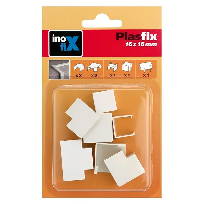 Inofix Plasfix Kit de accesorios para canaleta - Blanco, An x Al: 1,6 x 1,6 cm, 7 ud.