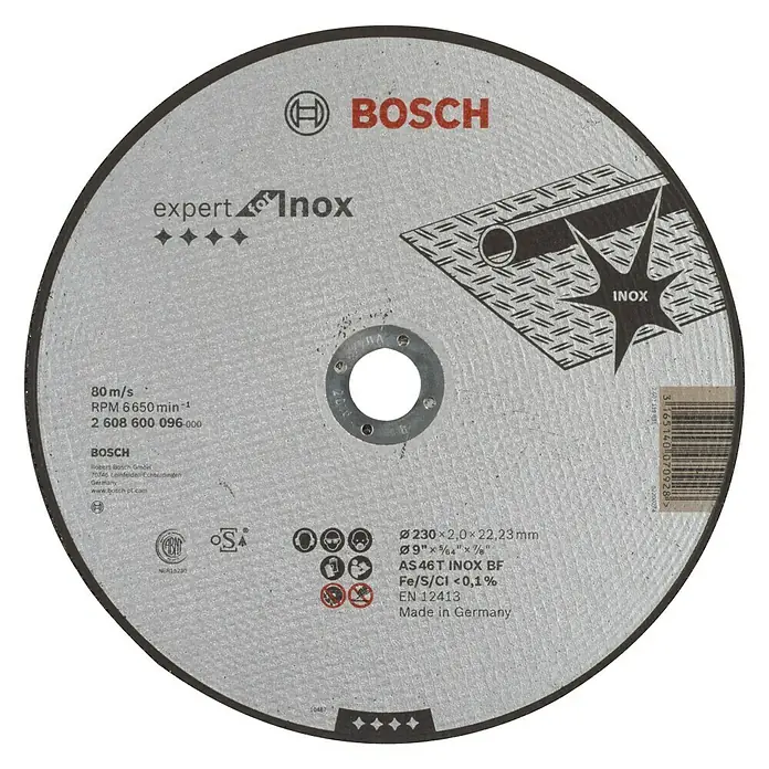 Bosch Professional Rezni disk Expert for Inox - Promjer rezne ploče: 230 mm, Prikladno za: Plemeniti čelik - Pogled sprijeda