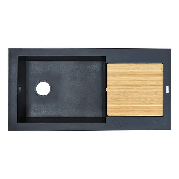 Carea Einbauspüle Katla - 98 x 50 cm, 1 Becken, CAREAlith®, Betongrau - Ansicht von oben