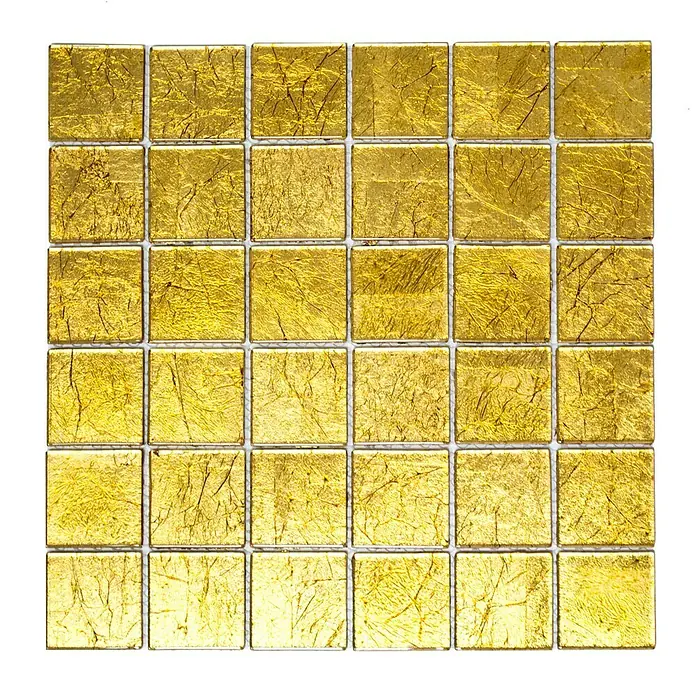 Mosaikfliese Quadrat Crystal Uni XCM 8GO25 - 30 x 30 cm, Gold, Glänzend - Ansicht von oben