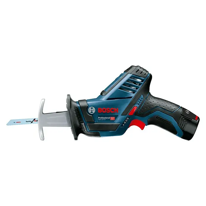Bosch Professional Akku-Säbelsäge GSA 12V-14 - 12 V, Li-Ionen, Ohne Akku, Leerlaufhubzahl: 0 - 3.000 Hübe/min - Linke Seitenansicht