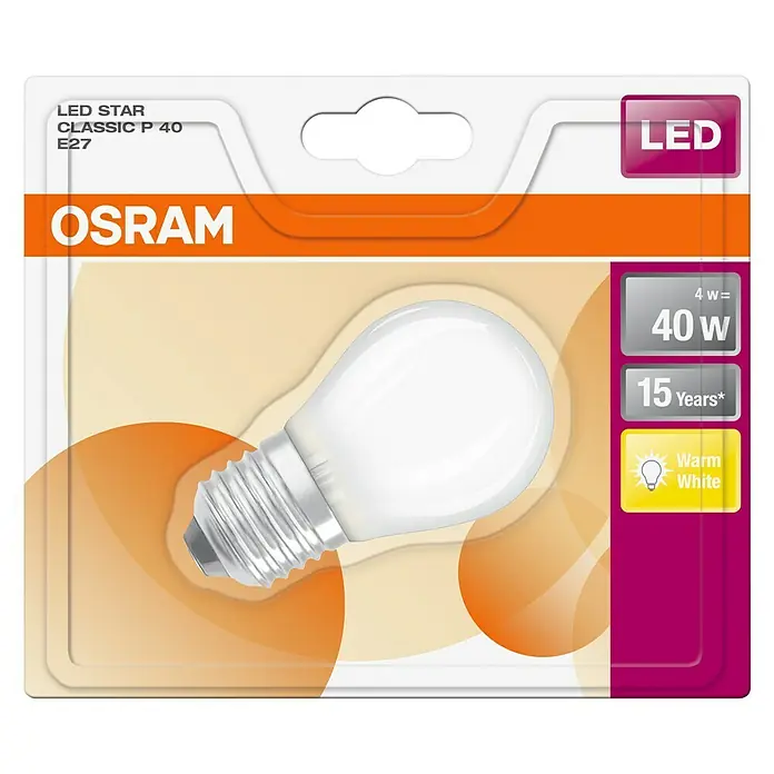 Osram LED žarulja RETROFIT CLASSIC P - 4 W, E27, Topla bijela, Bez prigušivanja, Mat - Pogled odozgo