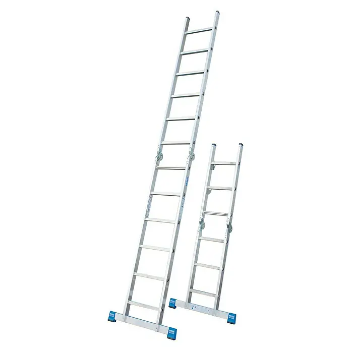 Krause Stabilo Sprossen-Gelenk-Combileiter - Arbeitshöhe: 5,3 m, 2 x 6 Sprossen, Treppenfunktion, Aluminium - Linke Seitenansicht