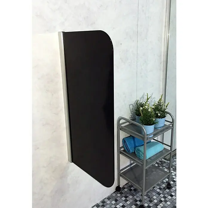 GEO Urinal-Trennwand Radius 100 - 50 x 90 cm, Glas, Schwarz - Linke Seitenansicht