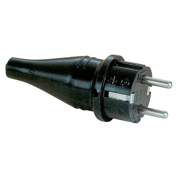 Rubberen veiligheidsstekker - 230 V, 16 A, IP44, Zwart