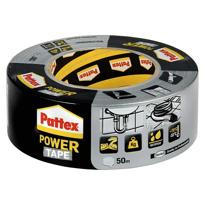 Pattex Gewebe-Klebeband Power Tape - 50 m x 50 mm, Silber
