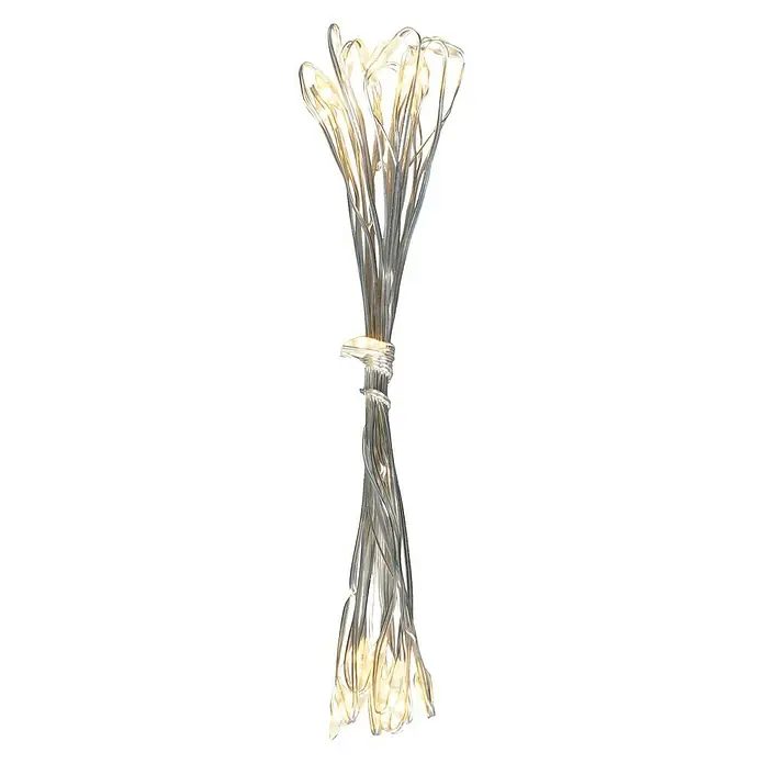 Globo Guirnalda luminosa LED Venuto - Para interior, 20 luces, Longitud del cable: 1,9 m, Cobre, Plateado metálico, Transparente - Vista frontal